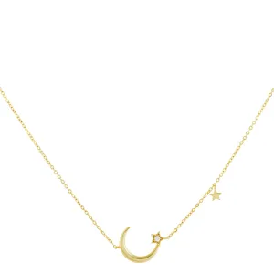 CZ Star X Moon Necklace