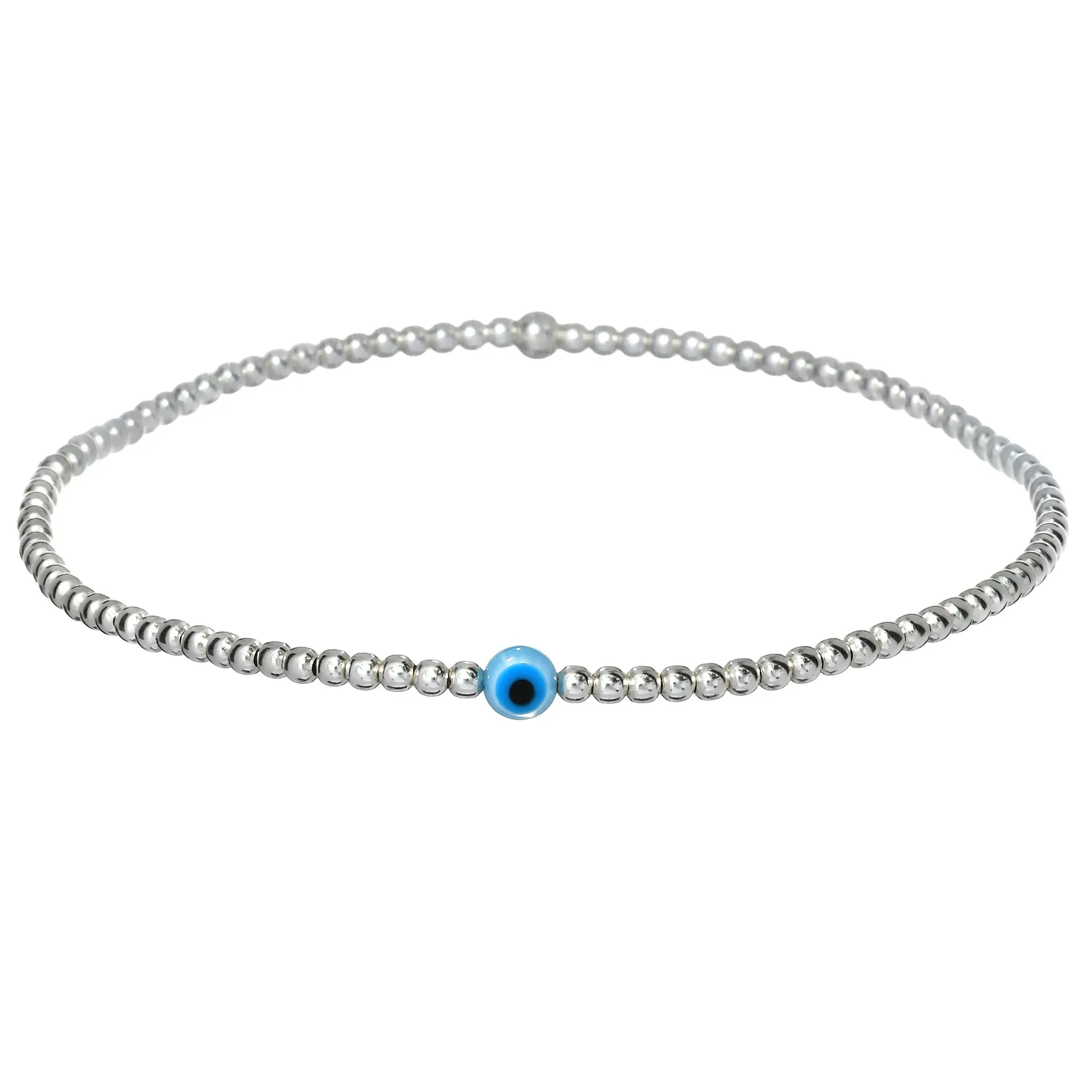 DAINTY EVIL EYE MOP | Opal Charm and 14K Gold Filled Beads Bracelet