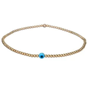 DAINTY EVIL EYE MOP | Opal Charm and 14K Gold Filled Beads Bracelet