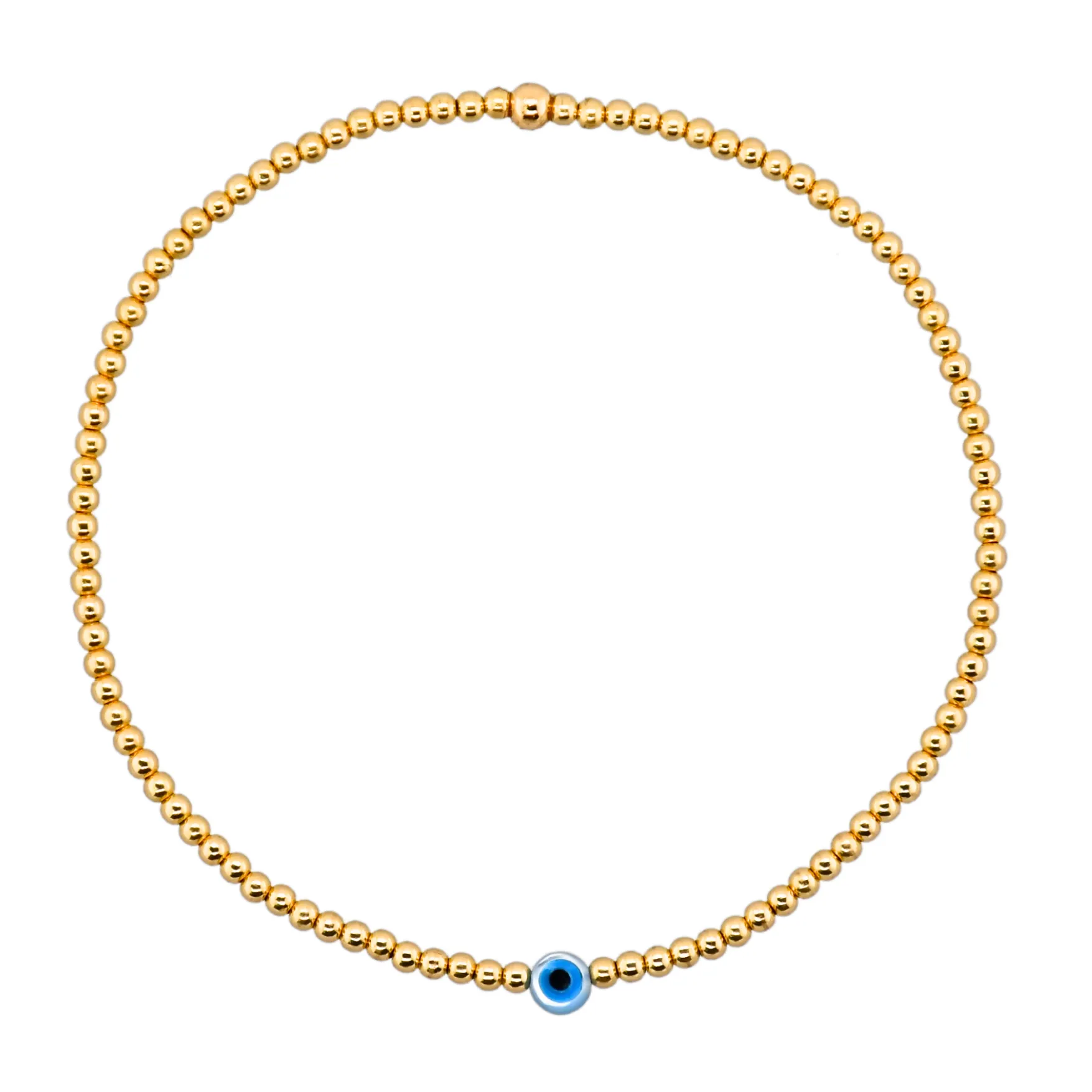 DAINTY EVIL EYE MOP | Opal Charm and 14K Gold Filled Beads Bracelet