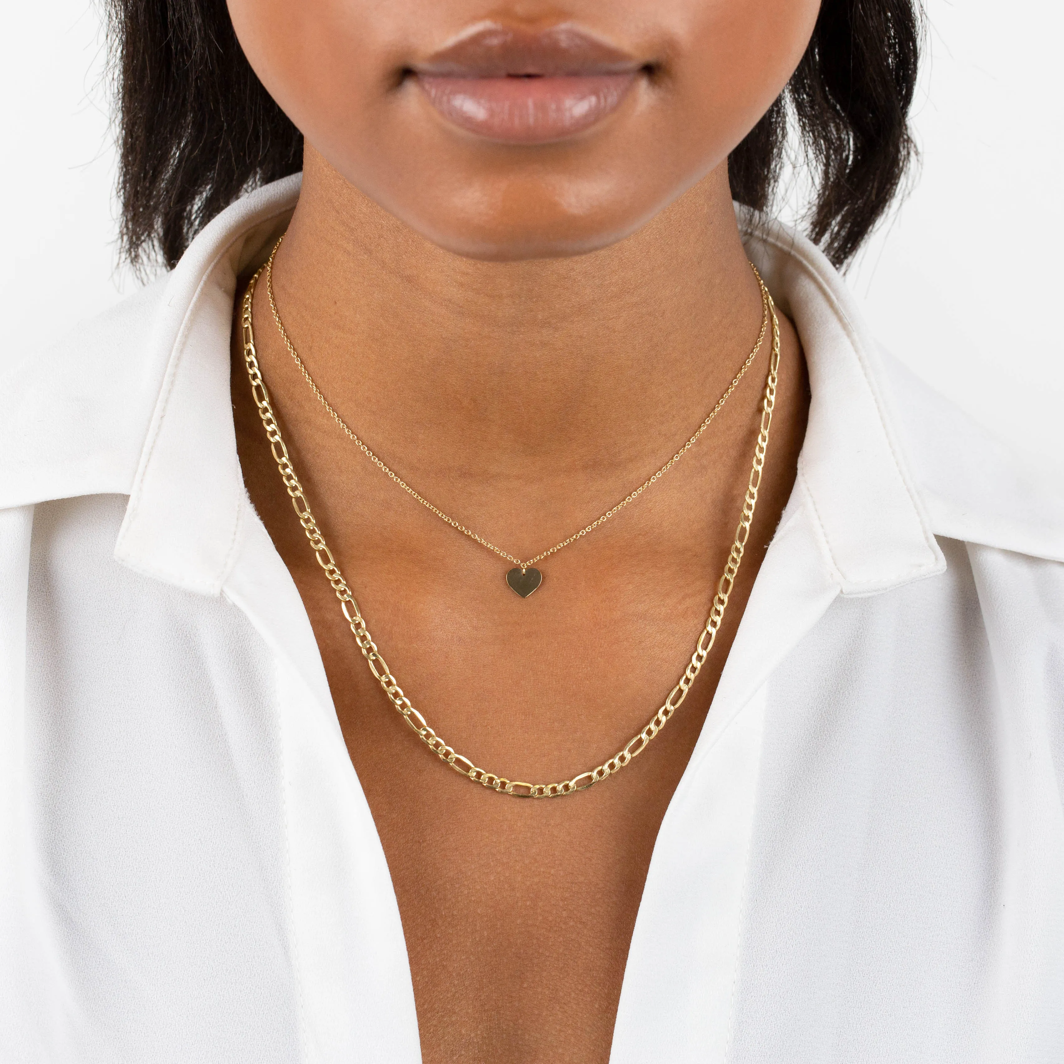 Dainty Solid Heart Necklace 14K