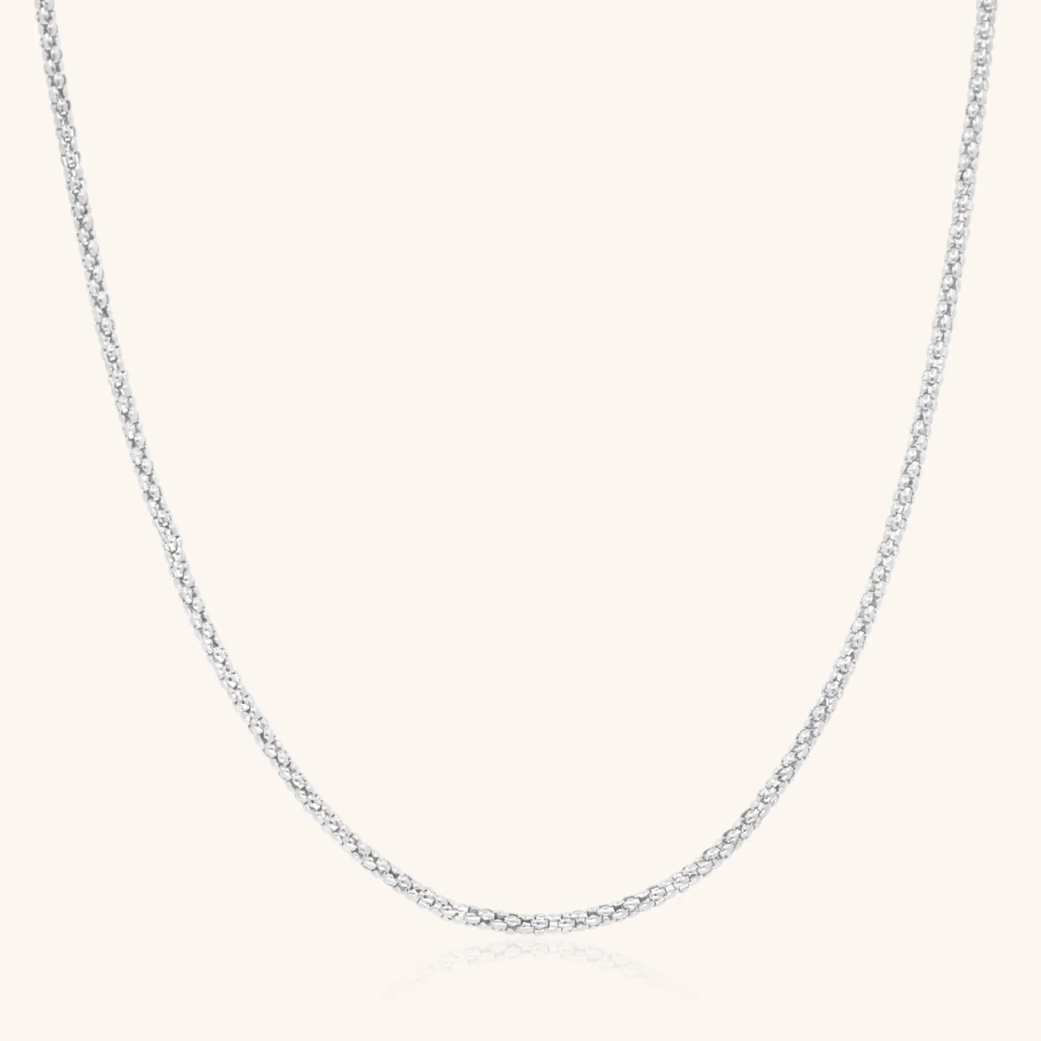 Daisy Popcorn Chain Necklace, Silver