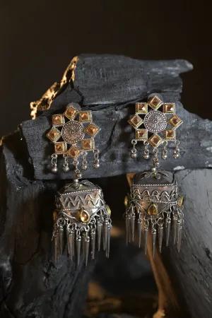 Daya  Silver Jhumka Earrings