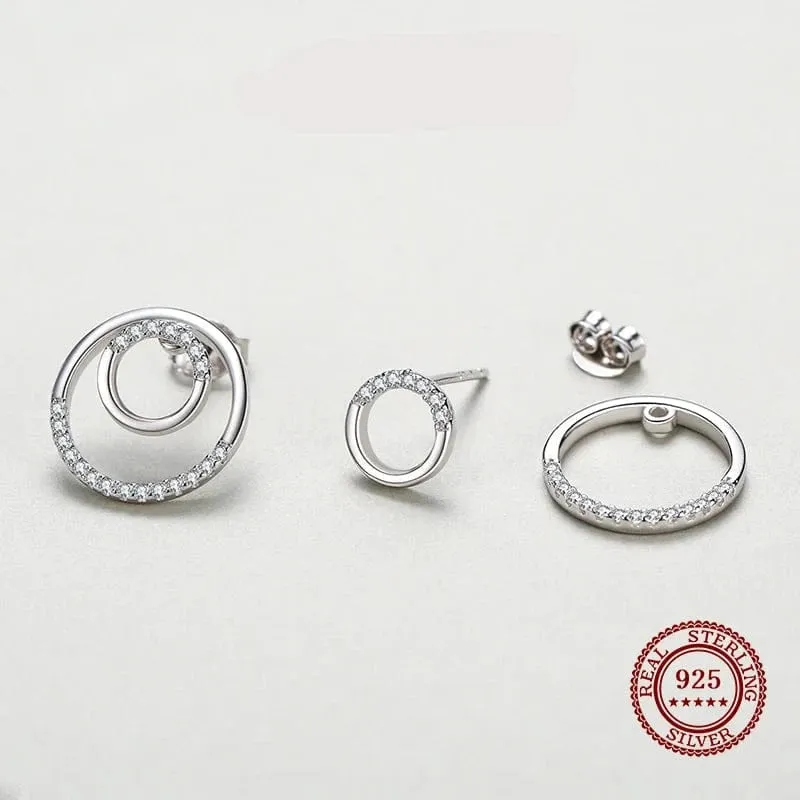 Dazzling CZ Circle Earrings in Sterling Silver