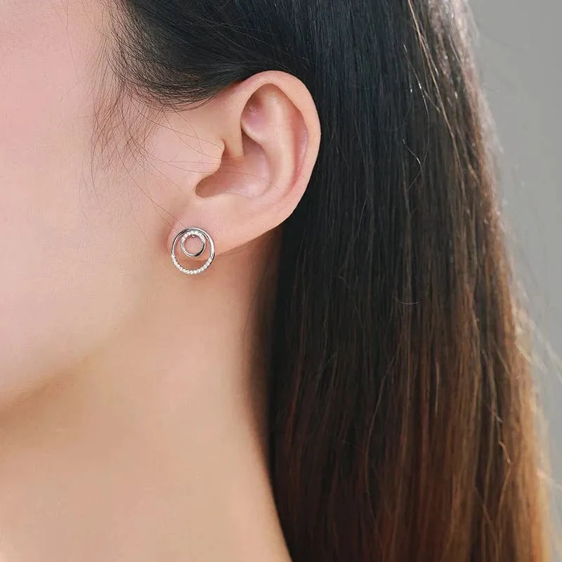 Dazzling CZ Circle Earrings in Sterling Silver