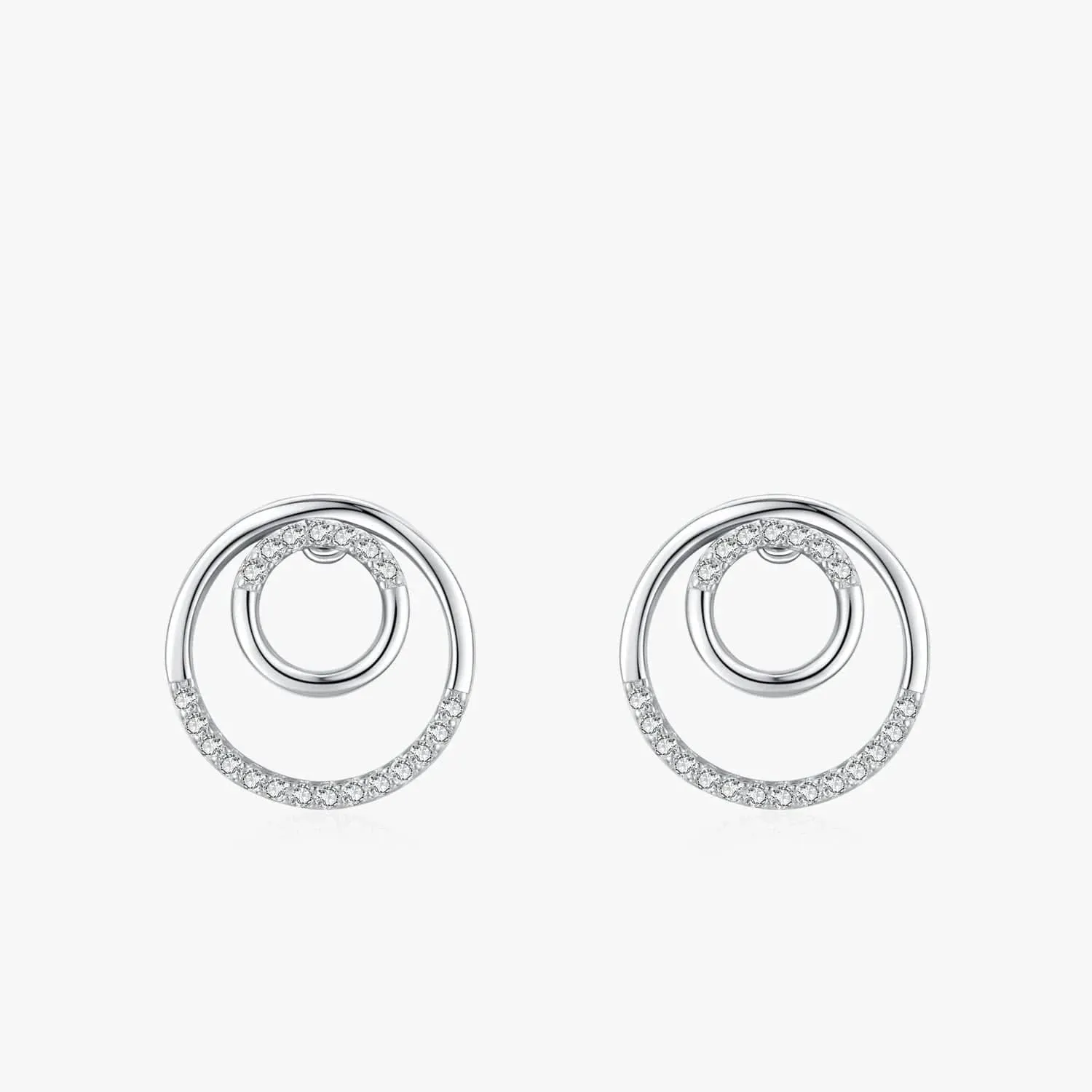 Dazzling CZ Circle Earrings in Sterling Silver
