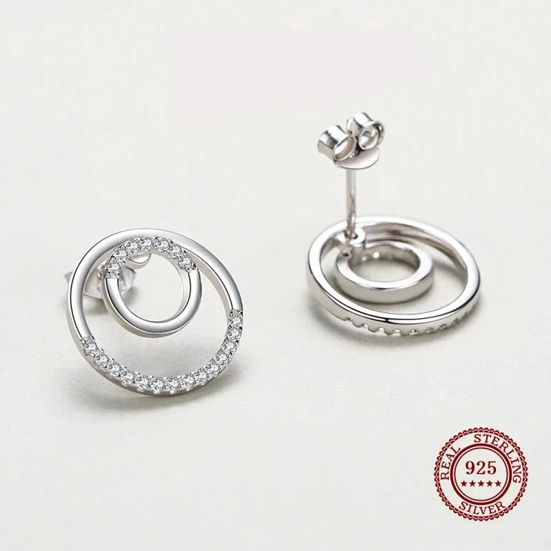 Dazzling CZ Circle Earrings in Sterling Silver
