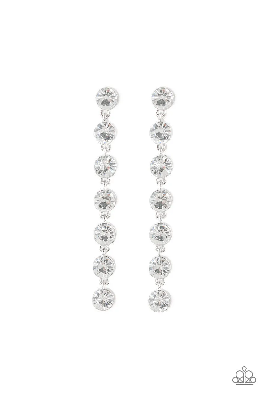 Dazzling Debonair White Paparazzi Earrings