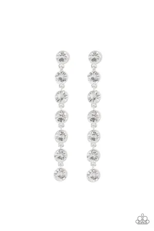 Dazzling Debonair White Paparazzi Earrings