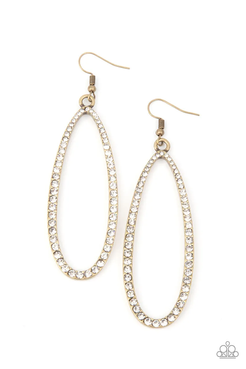 Dazzling Decorum Brass Paparazzi Earrings