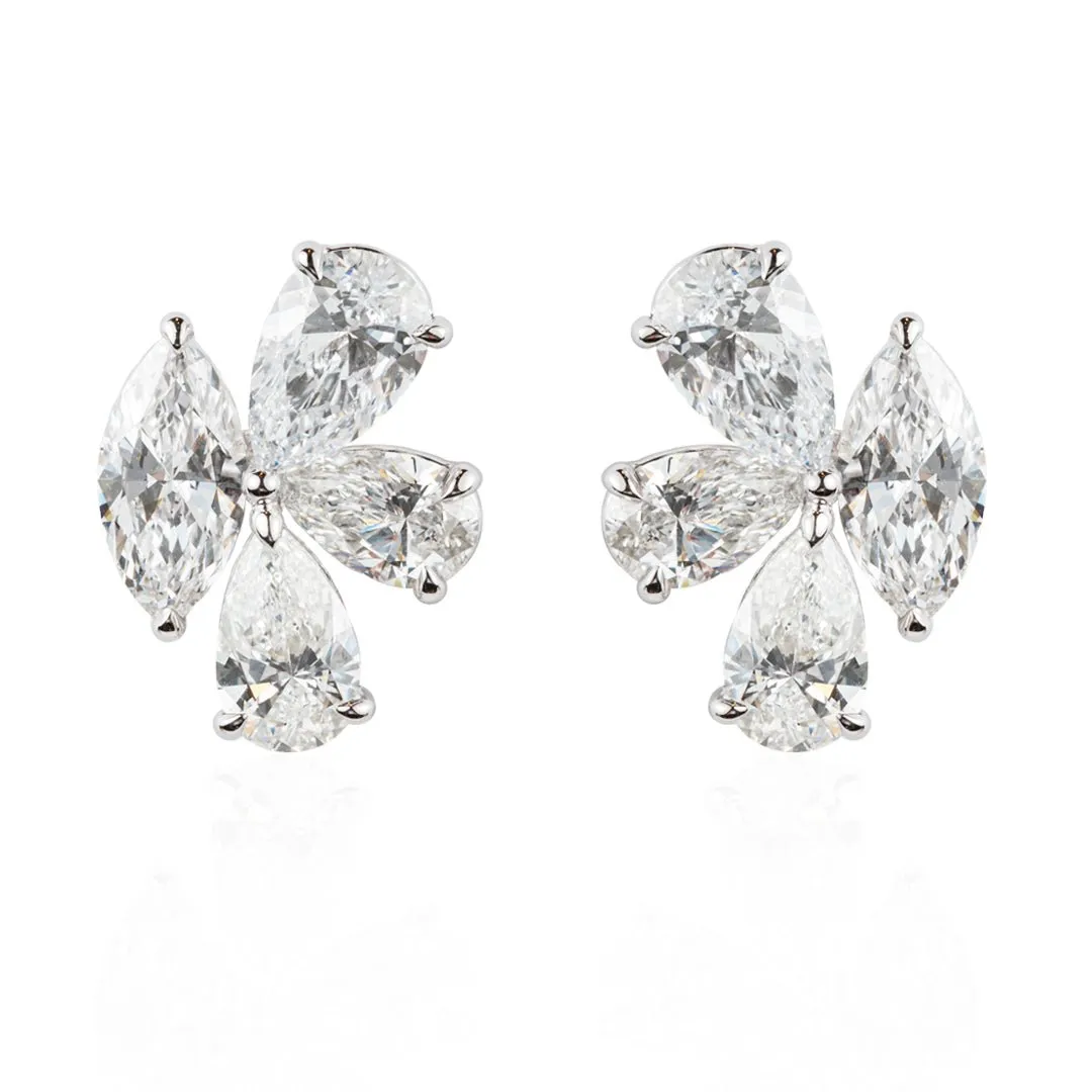 Dazzling Diamond Earrings: 3 Pear, 1 Marquise
