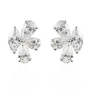 Dazzling Diamond Earrings: 3 Pear, 1 Marquise