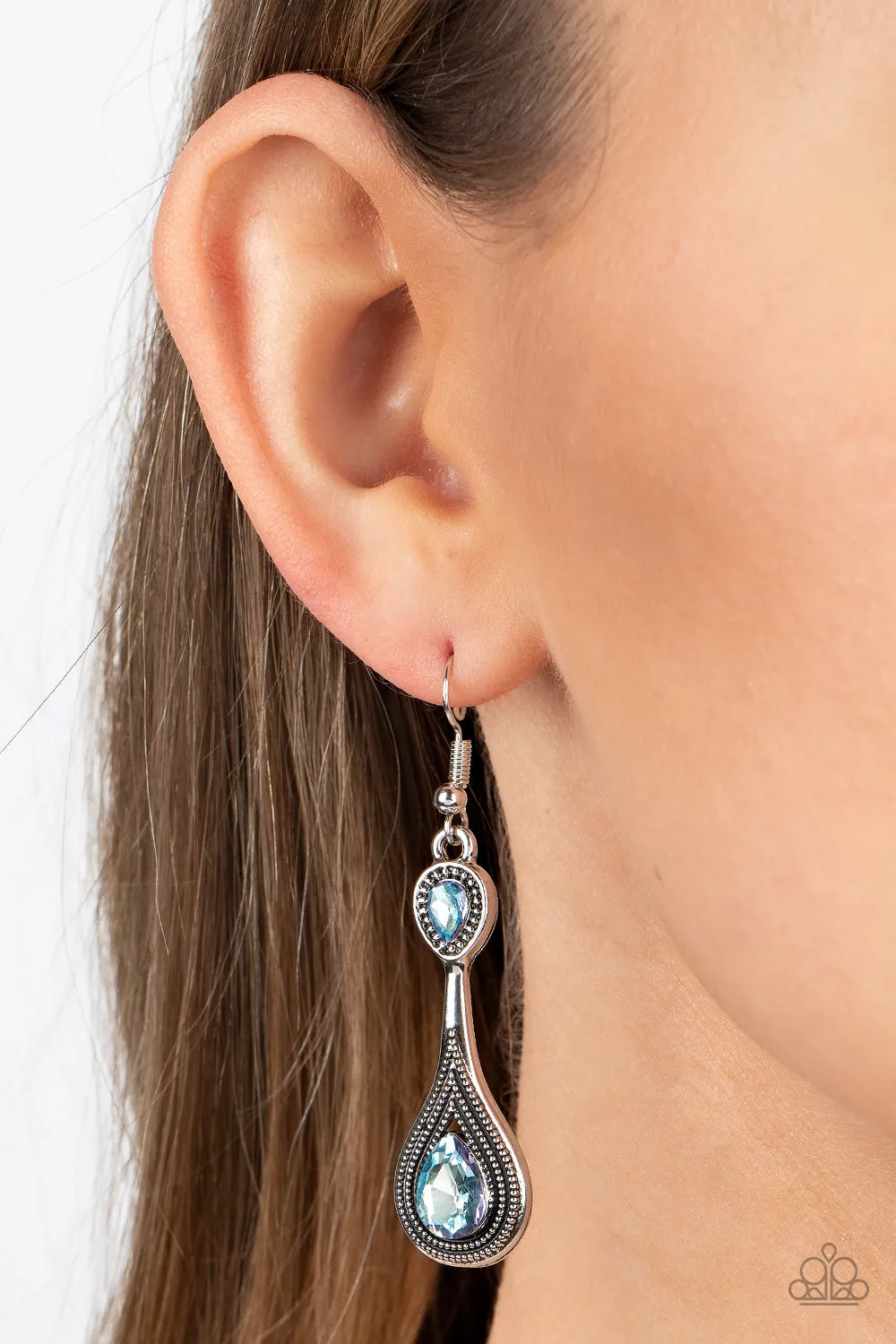 Dazzling Droplets - Blue (Rhinestone) Earring