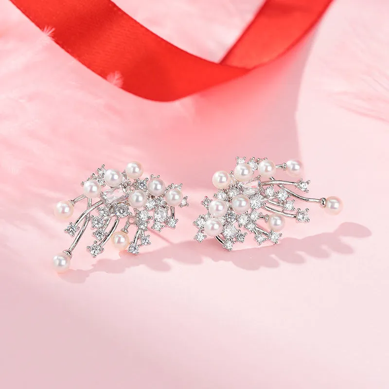 Dazzling Fireworks Pearl Stud Earrings