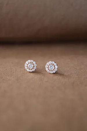 Dazzling Flower Rose Gold Plated Sterling Silver Earrings