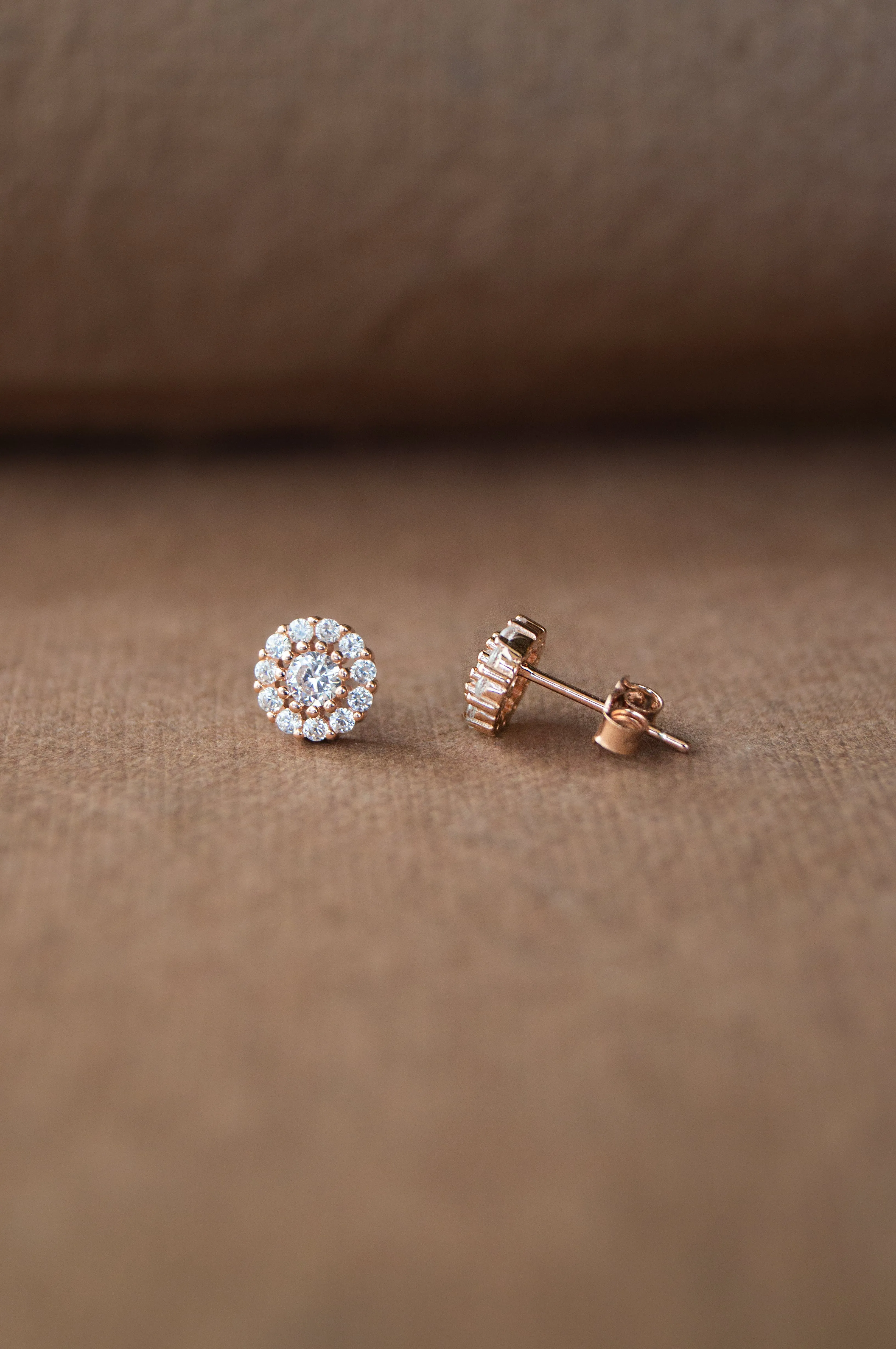 Dazzling Flower Rose Gold Plated Sterling Silver Earrings
