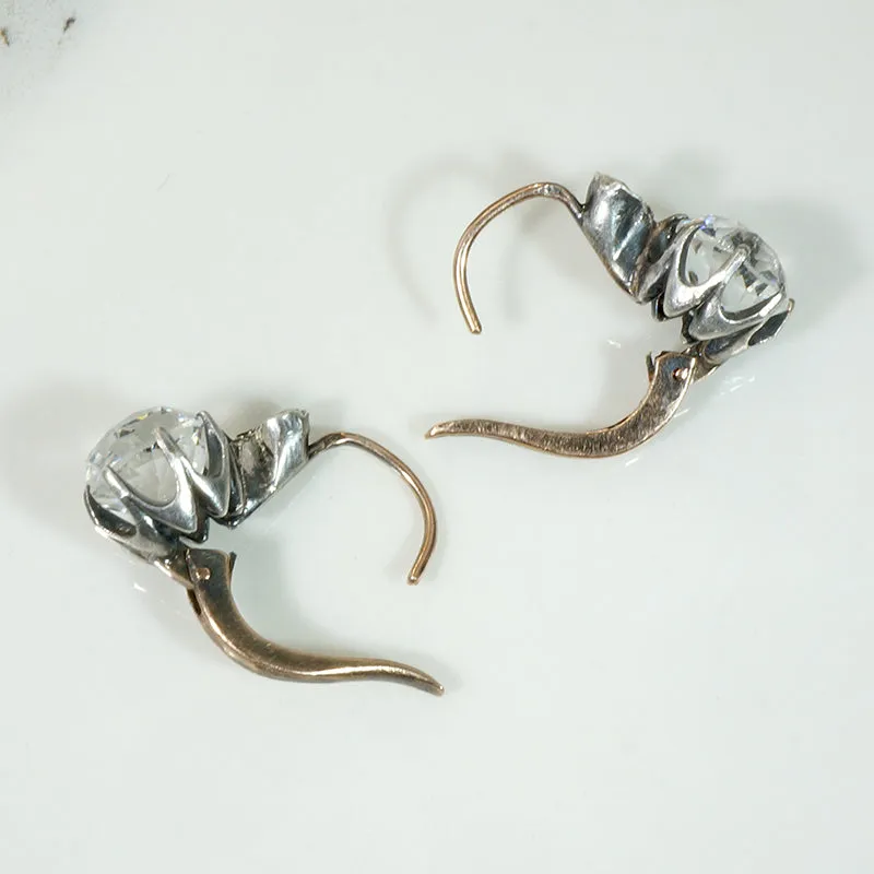 Dazzling Paste & Rose Cut Diamond French Earbobs