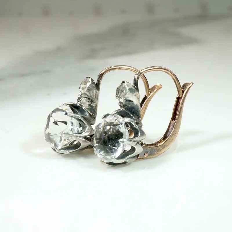 Dazzling Paste & Rose Cut Diamond French Earbobs