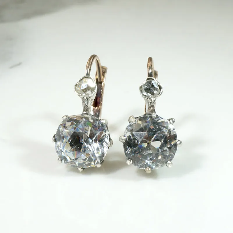 Dazzling Paste & Rose Cut Diamond French Earbobs
