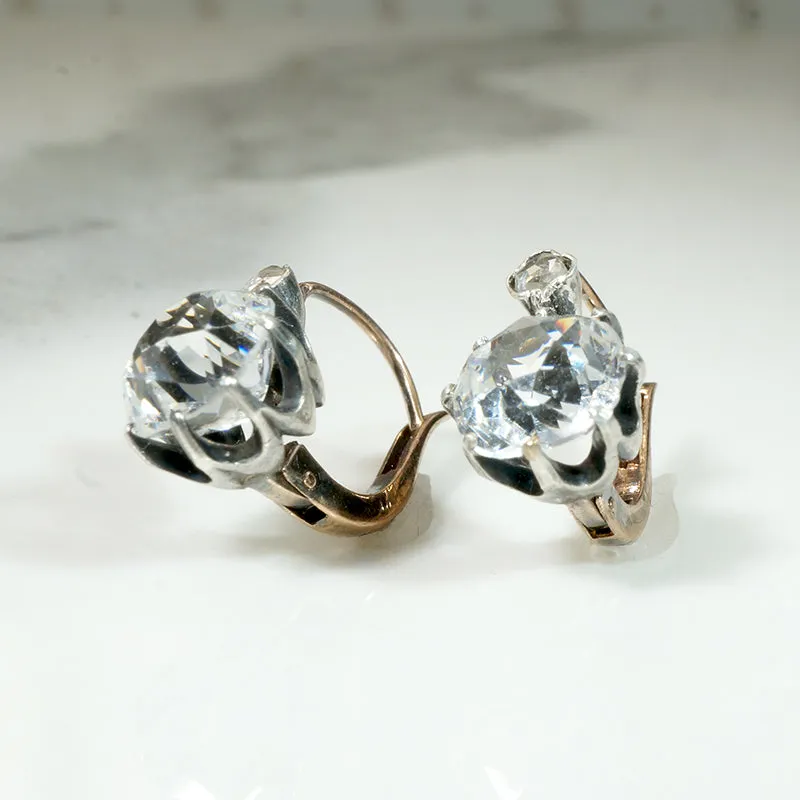 Dazzling Paste & Rose Cut Diamond French Earbobs