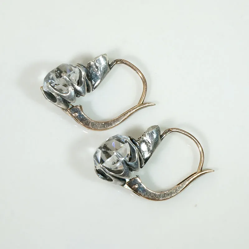 Dazzling Paste & Rose Cut Diamond French Earbobs