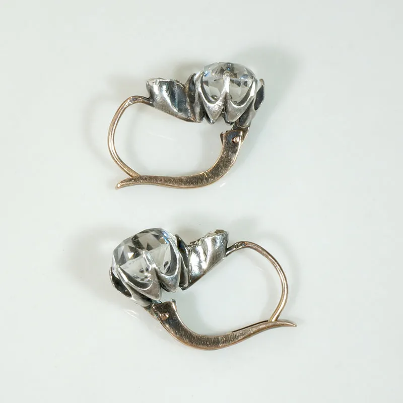 Dazzling Paste & Rose Cut Diamond French Earbobs
