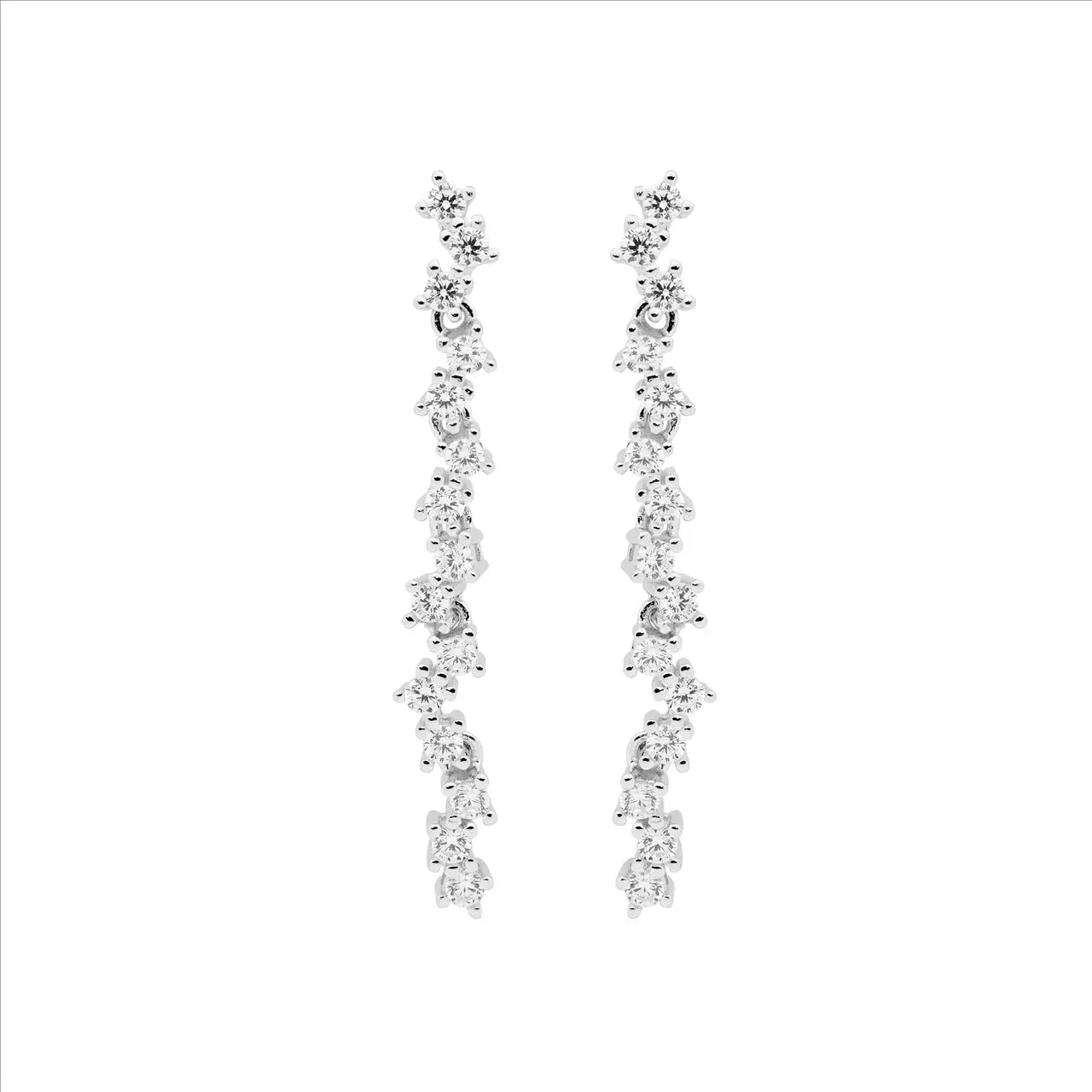 Dazzling Silver Drop Earrings with Cubic Zirconia Accents