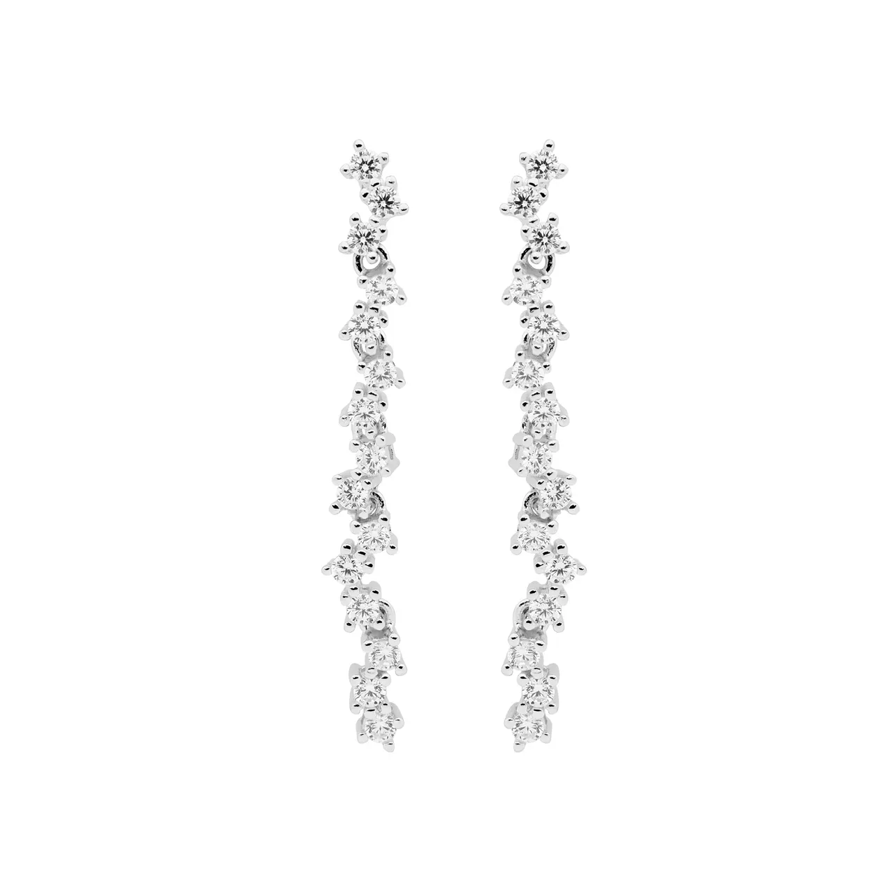 Dazzling Silver Drop Earrings with Cubic Zirconia Accents