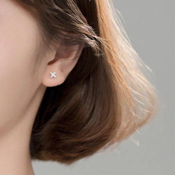 Dazzling Tiny Asymmetric Stud Earrings