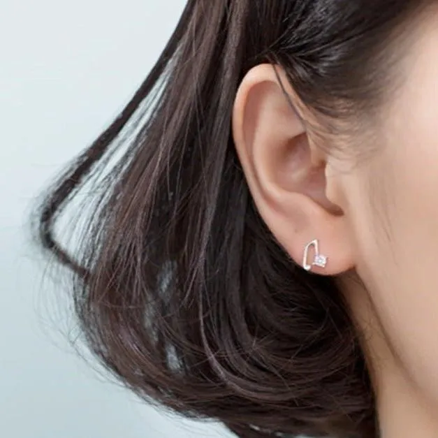 Dazzling Tiny Asymmetric Stud Earrings