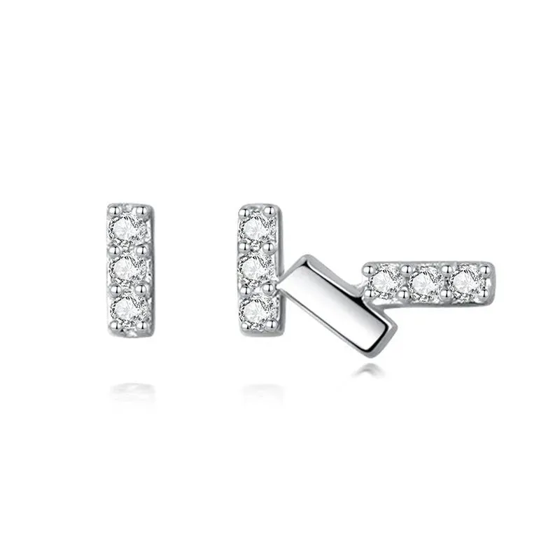 Dazzling Tiny Asymmetric Stud Earrings