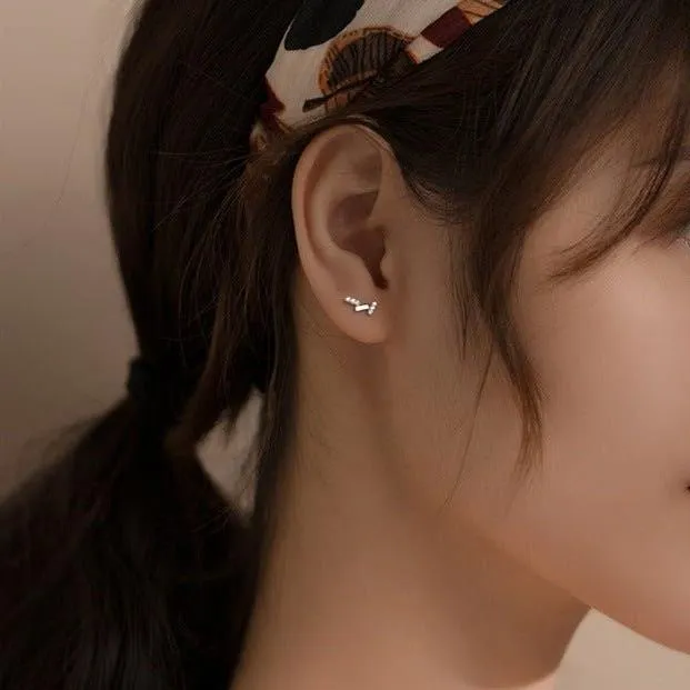 Dazzling Tiny Asymmetric Stud Earrings