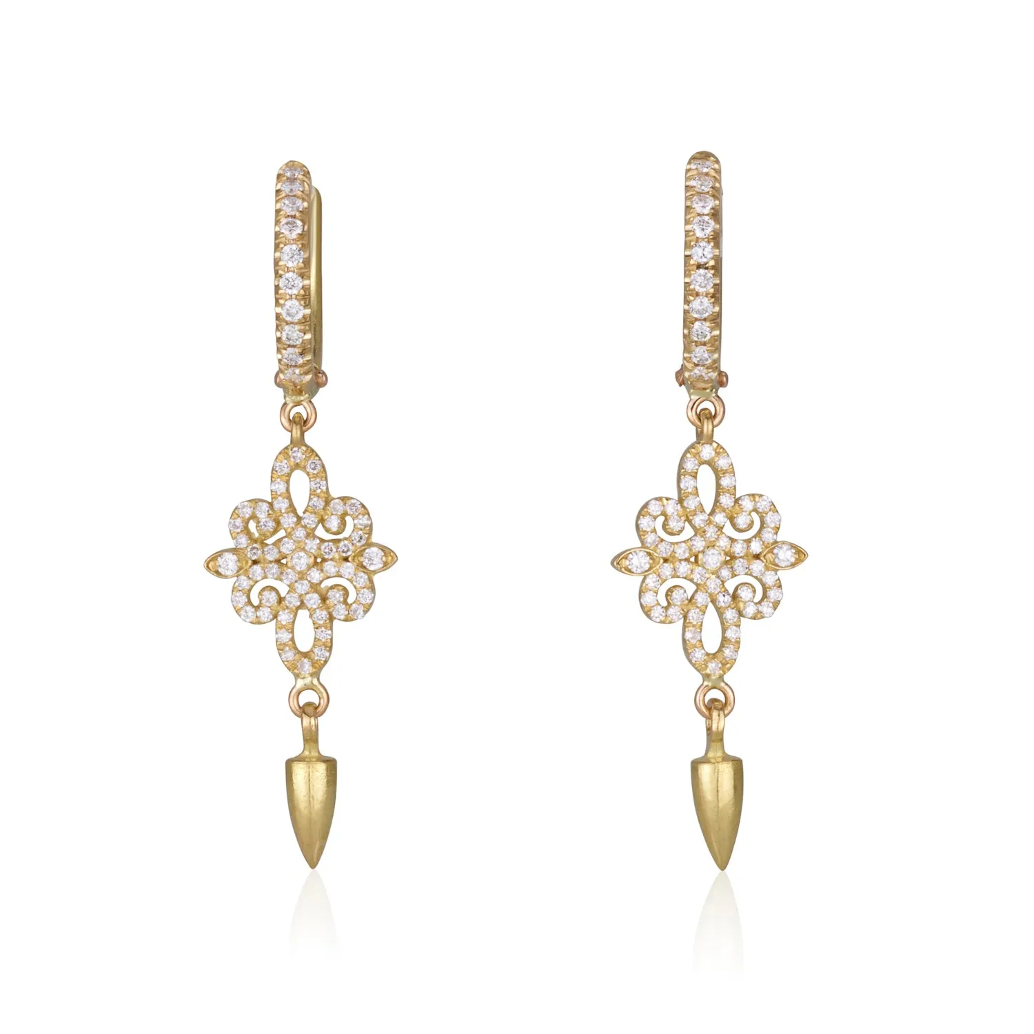 Decorative diamond pave  dangling earrings