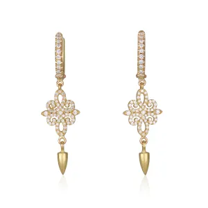 Decorative diamond pave  dangling earrings