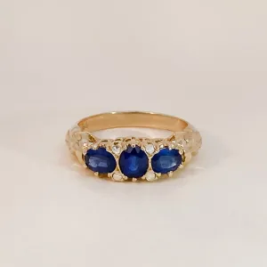 Deep Sapphire Trio Ring