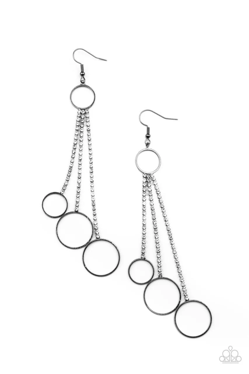 Demurely Dazzling Black Paparazzi Earrings