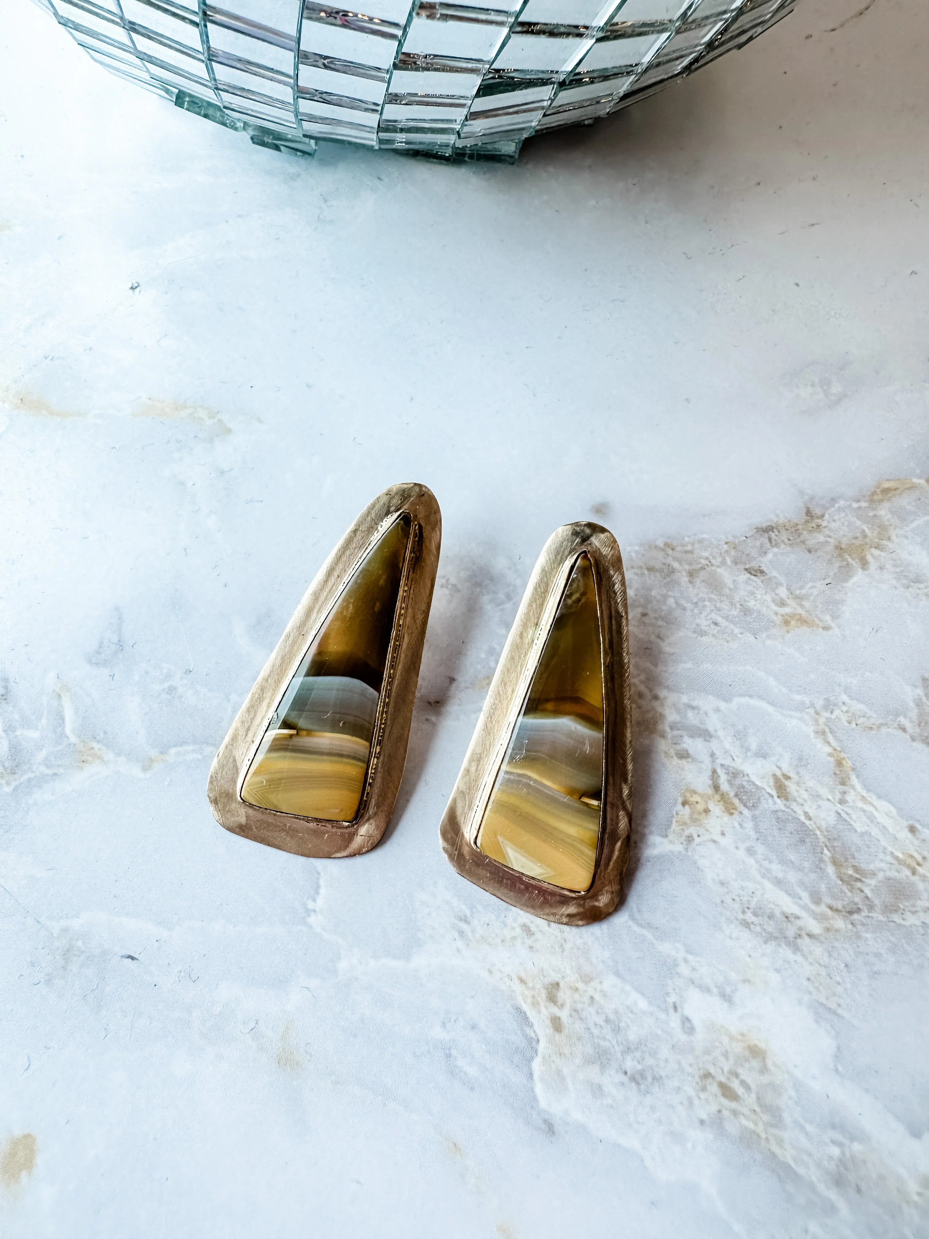 Desert Scenes Agate Pair Gold Fill Earrings