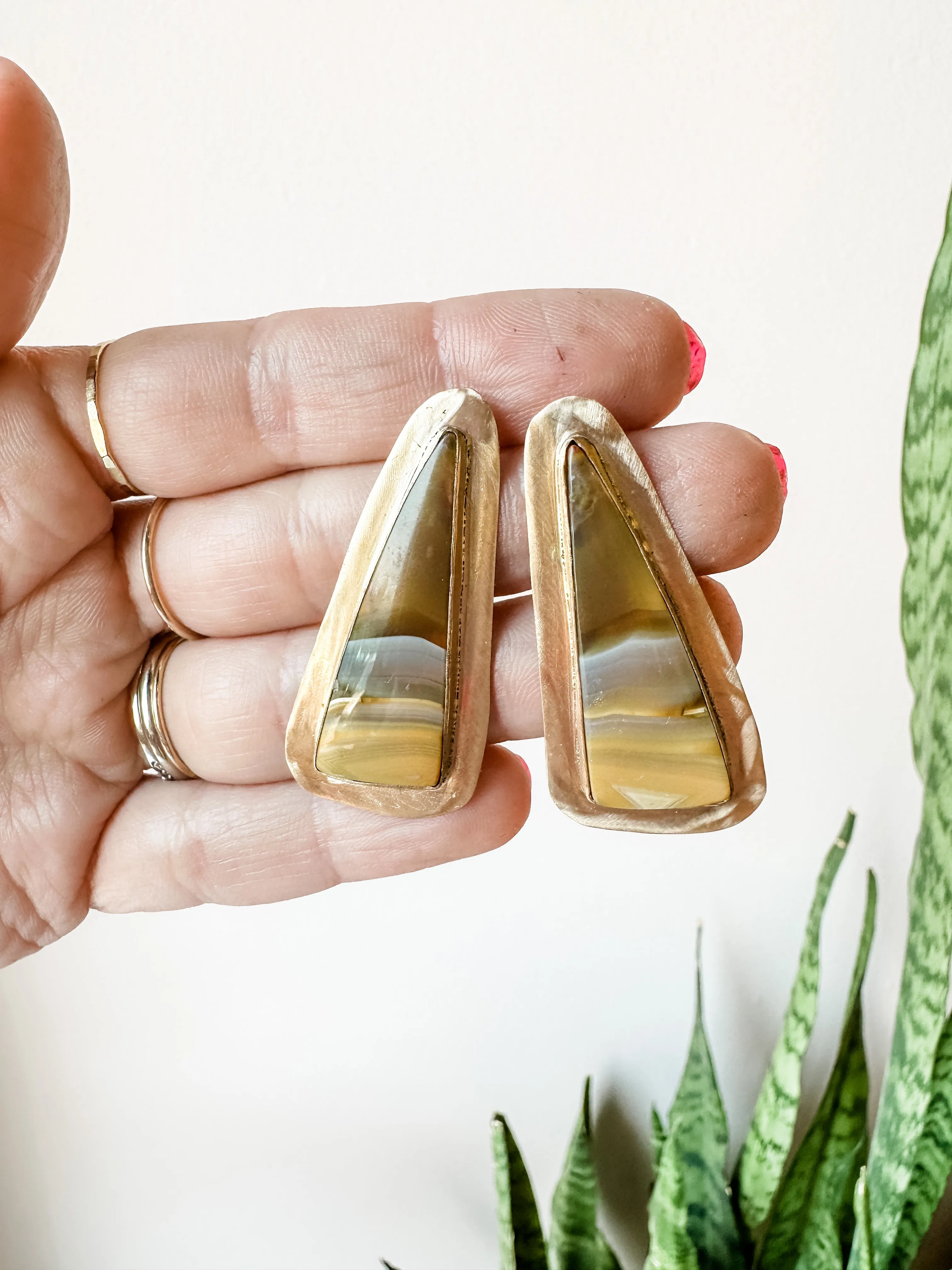 Desert Scenes Agate Pair Gold Fill Earrings
