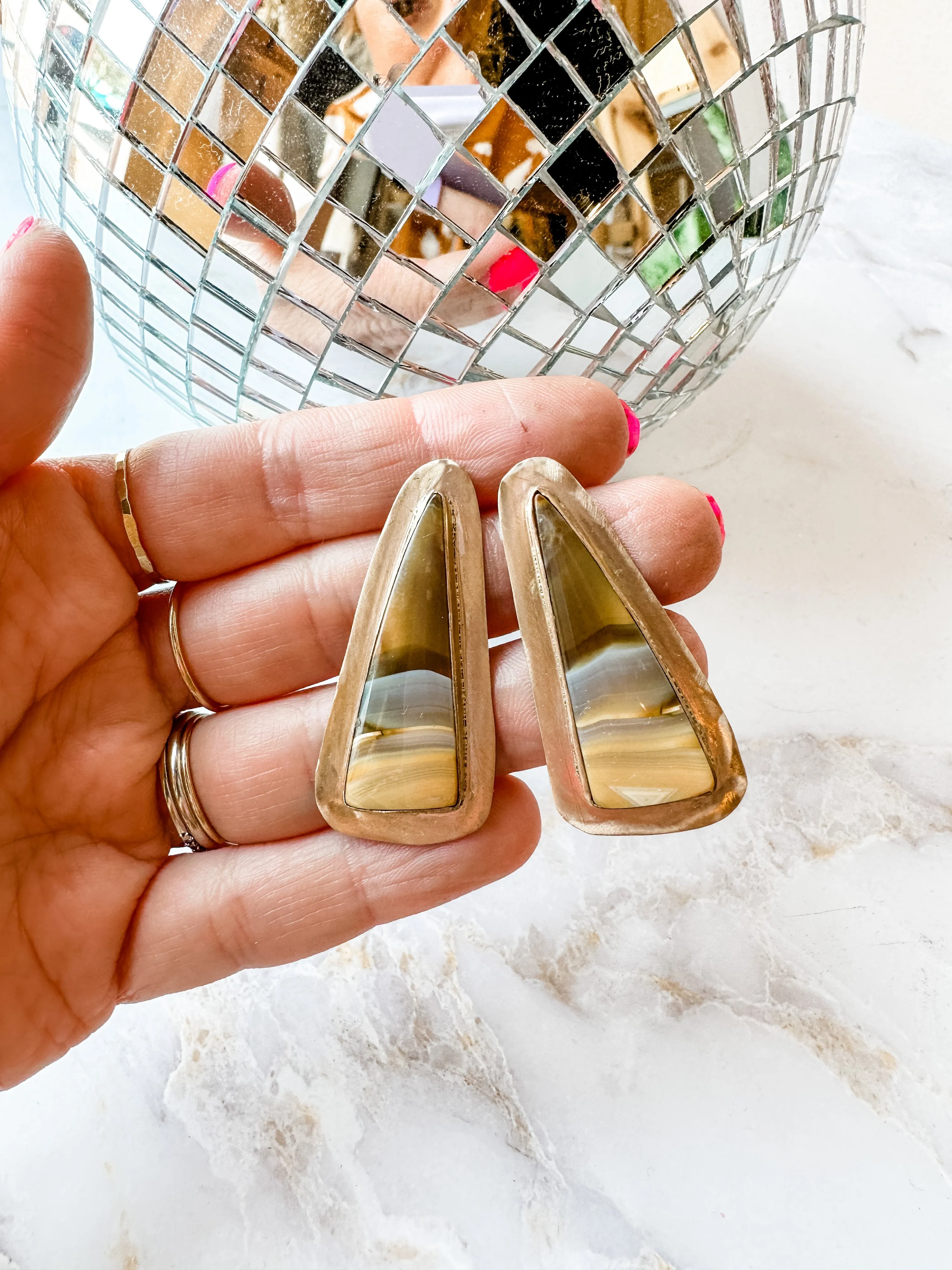 Desert Scenes Agate Pair Gold Fill Earrings