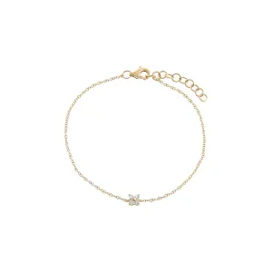 Diamond 4 Leaf Clover Flower Bracelet 14K