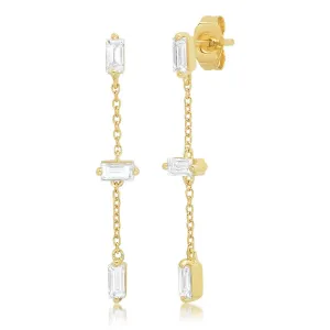 Diamond Baguette and Chain Drop Earrings