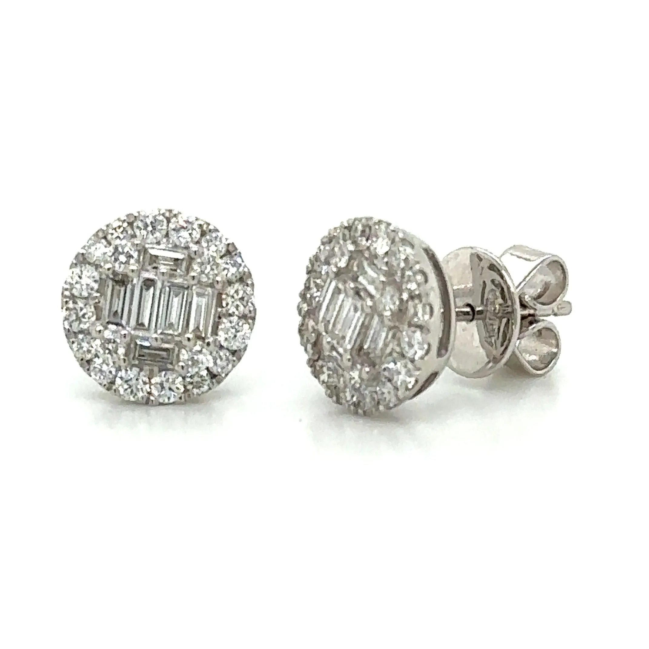 Diamond Cluster Invisible -set Stud Earrings 0.83ct tw