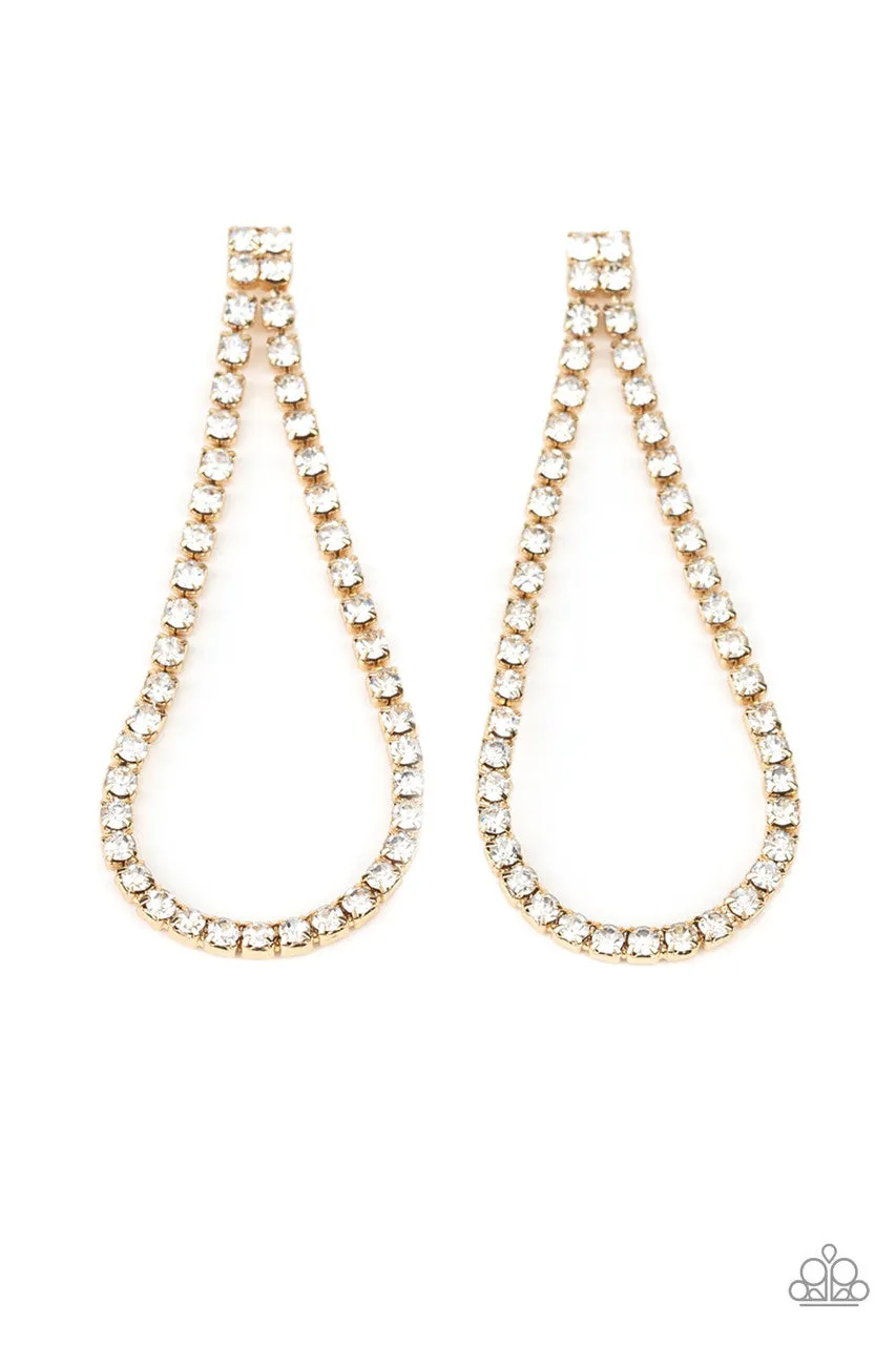 Diamond Drops Gold Paparazzi Earrings