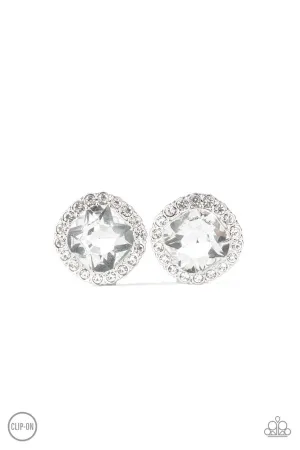 Diamond Duchess White Paparazzi Clip-On Earrings