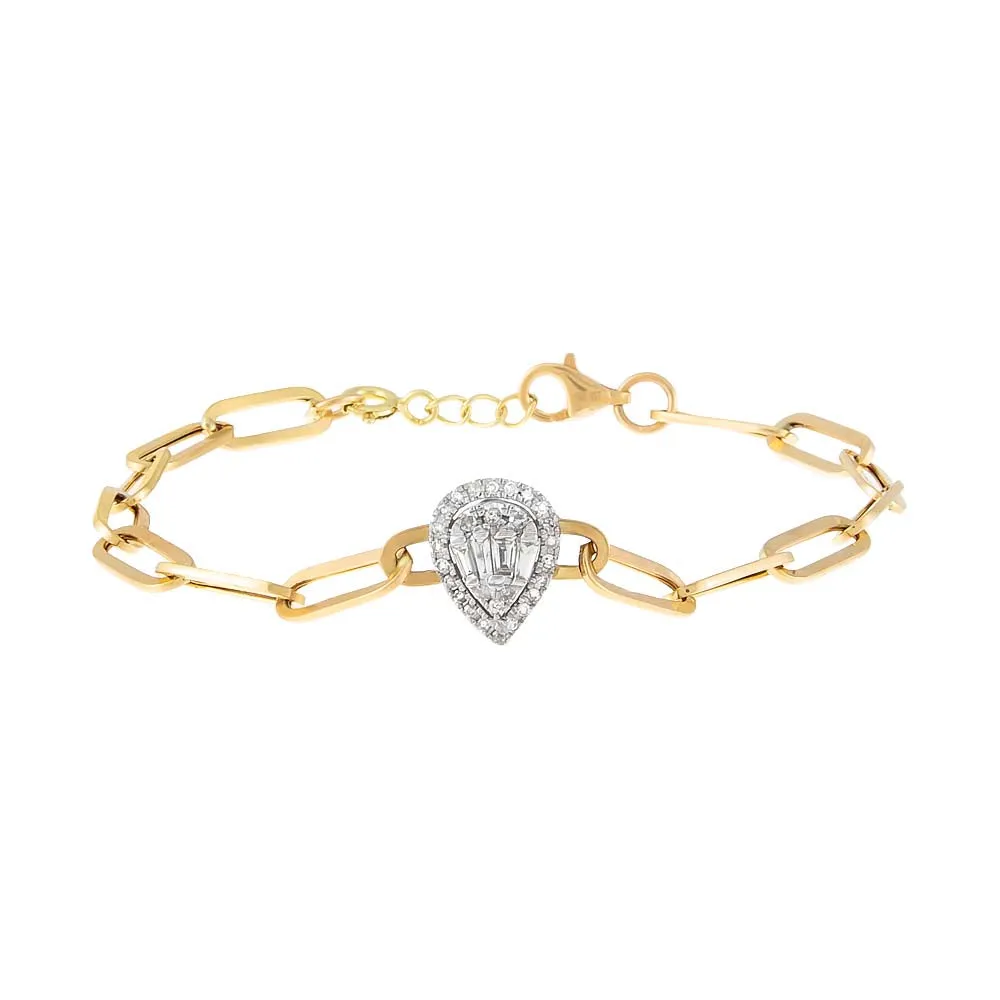 Diamond Illusion Paperclip Bracelet 14K