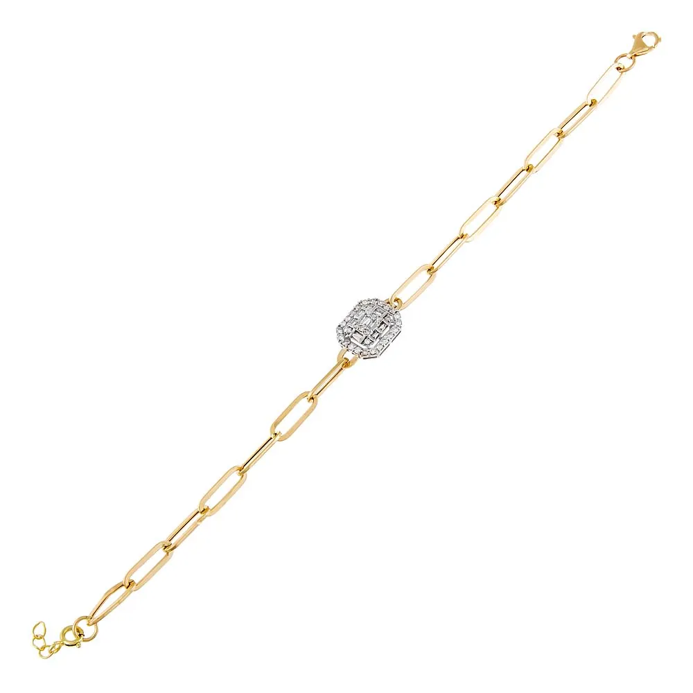Diamond Illusion Paperclip Bracelet 14K