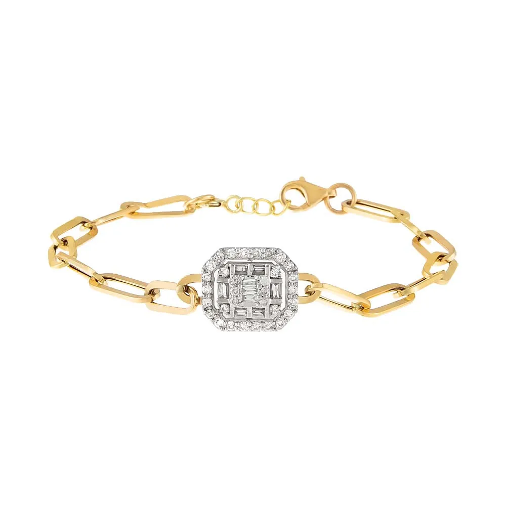 Diamond Illusion Paperclip Bracelet 14K