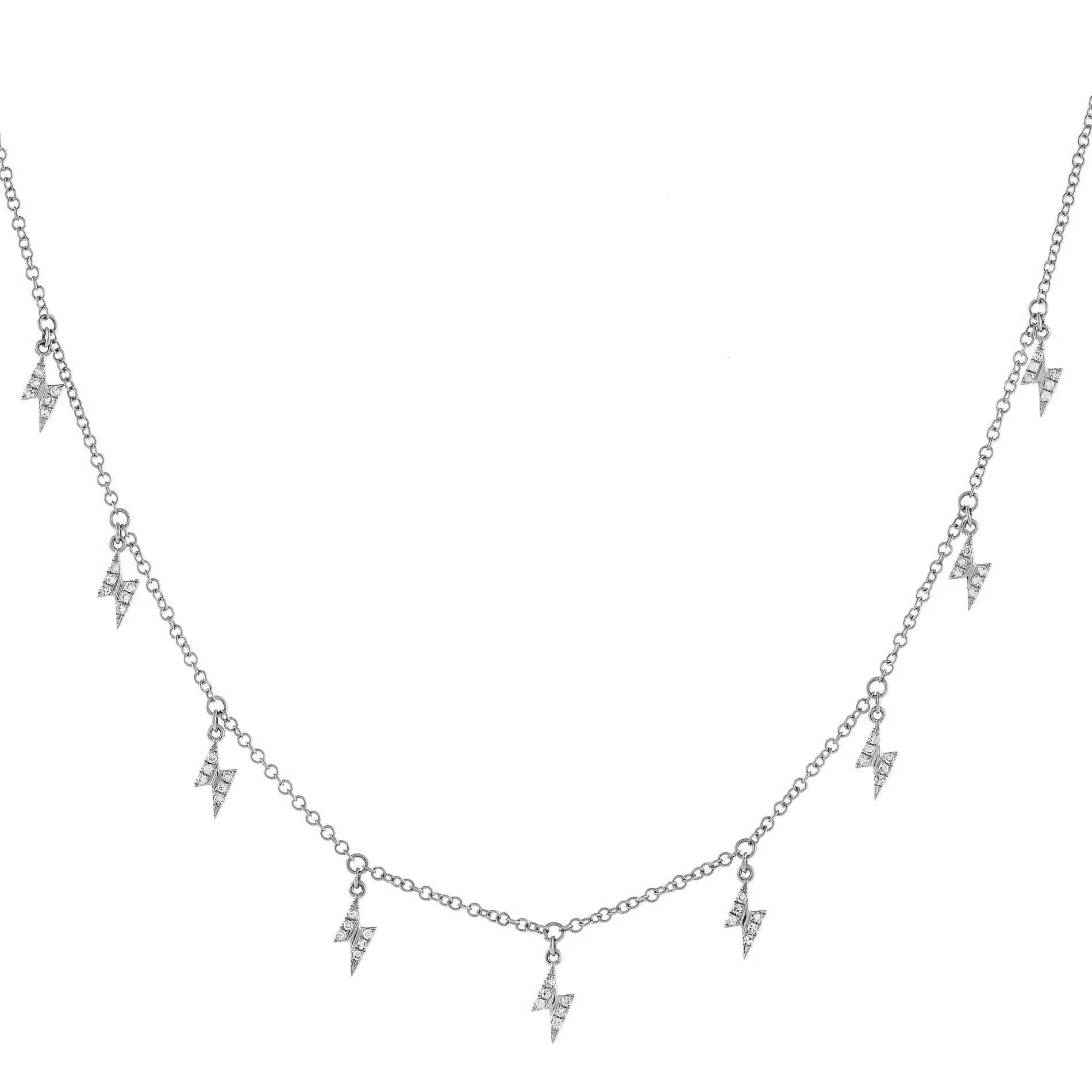 Diamond Multi Lightning Bolt Necklace 14K