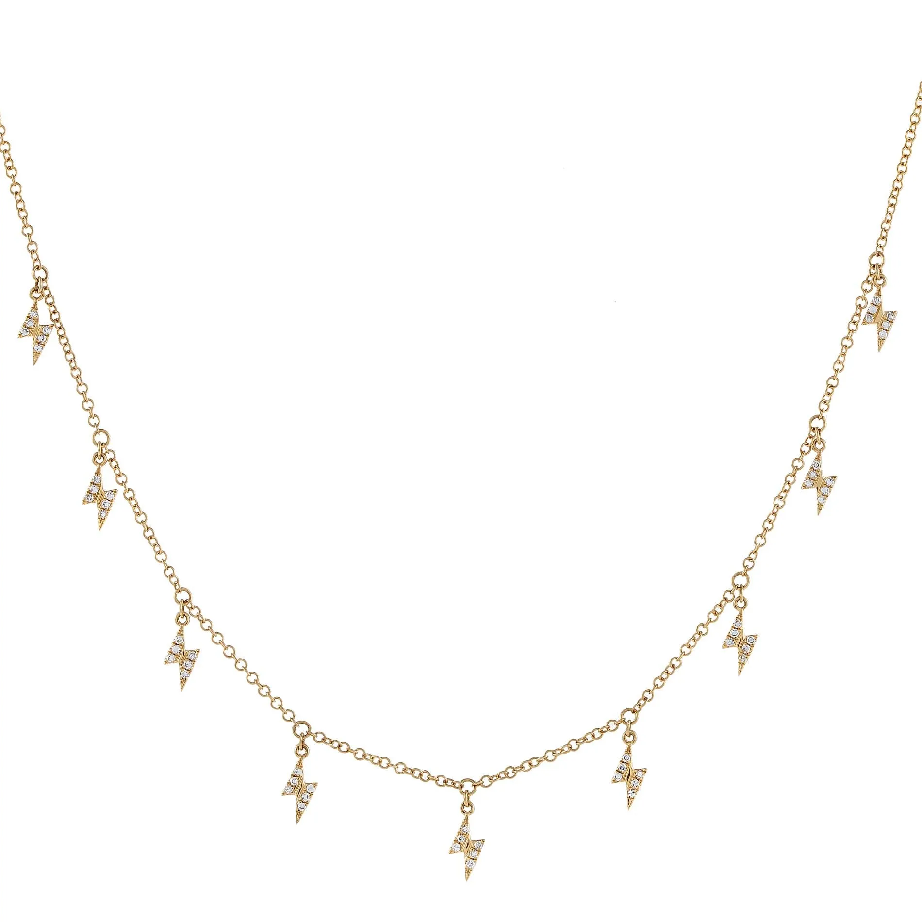 Diamond Multi Lightning Bolt Necklace 14K