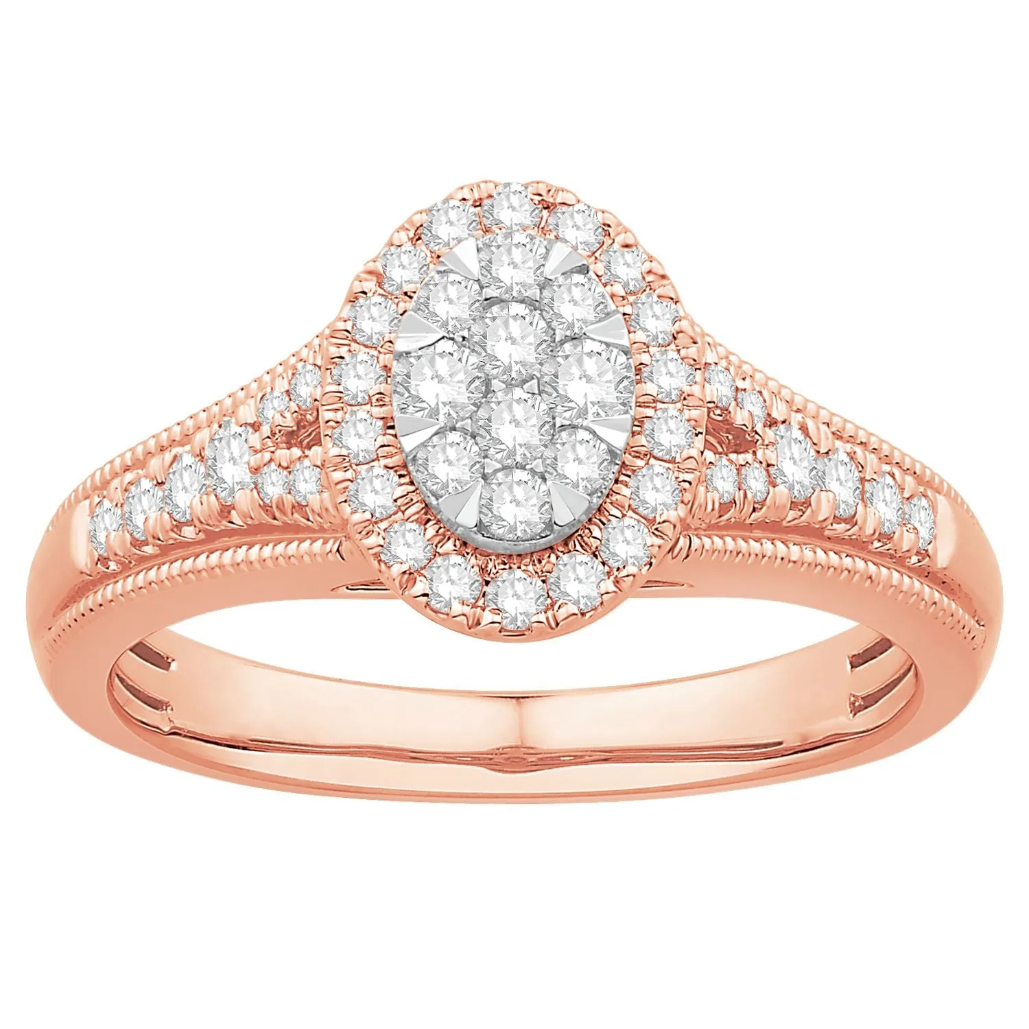 Diamond Oval Halo Engagement Ring in Rose Gold